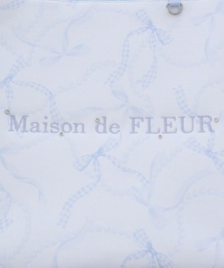 Maison de FLEUR リボンパールプリントマルチポケットトートバッグ Blue