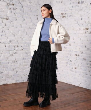 Green Parks ・ＥＬＥＮＣＡＲＥ　ＤＵＥ　フロッキーｐｔチュールスカート Black