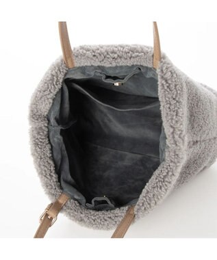 UNBILLION cachecache ドット刺繍ボアミニトートバッグ グレー