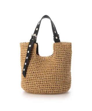 UNBILLION カシュカシュ cachecache / ドット刺繍ハンドル手編みトート ブラック