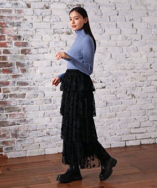 Green Parks ・ＥＬＥＮＣＡＲＥ　ＤＵＥ　フロッキーｐｔチュールスカート Black