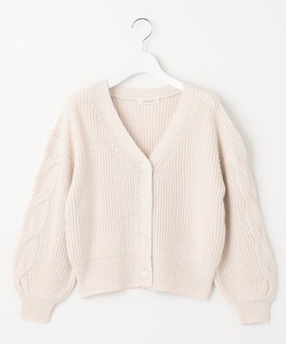 Feroux 【洗える】サイドケーブルバルキー カーディガン アイボリー系