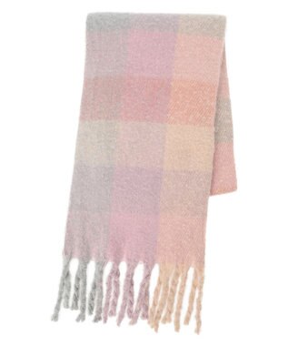 Green Parks チェックボリュームマフラー Pink