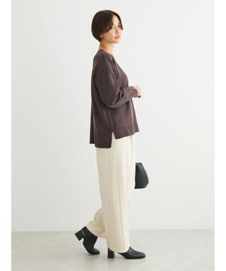 Green Parks もちやわ　Ｖネック前後差プルオーバー Brown