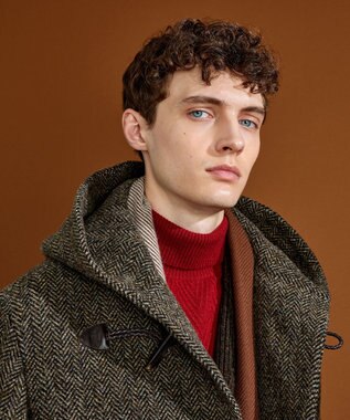 JOSEPH ABBOUD 【キングサイズ・軽量/シェットランドツィード/インポート素材】 シェットランドツィード ダッフルコート ダークブラウン系7