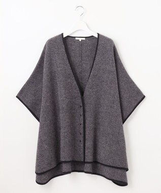 自由区 ヘリンボーン ポンチョ グレー系