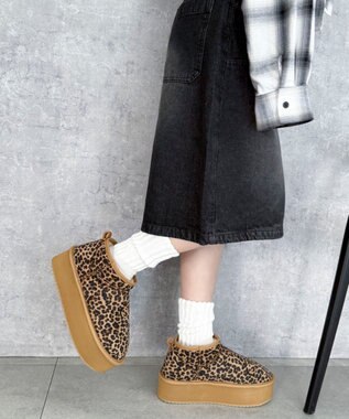 WEGO 【25年秋冬新作/あったかブーツ】厚底ムートンタッチブーツ 柄1