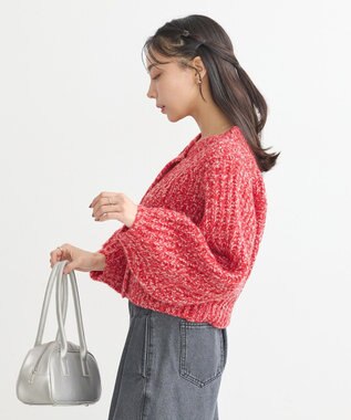 earth music&ecology ローゲージニットショートカーディガン Pink