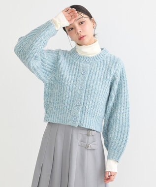 earth music&ecology ローゲージニットショートカーディガン Blue