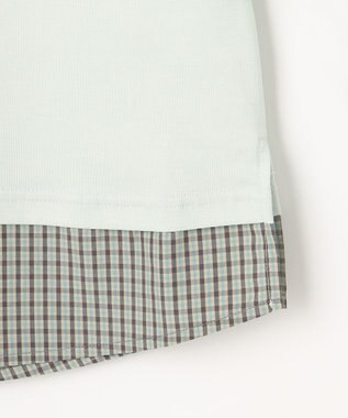 組曲 KIDS 【150-160㎝】 ミニチェック レイヤードトップス ミント