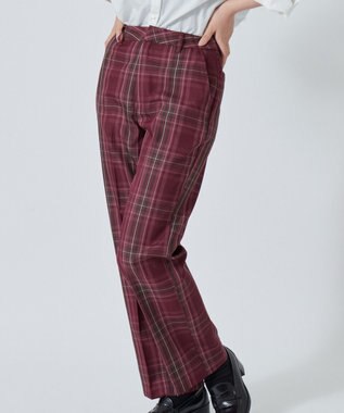 WEGO 【SCHOOL ITEM】スクールチェックスリムスラックス レッドチェック1