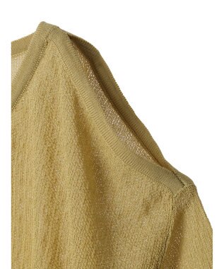 Green Parks 透かし編み肩あきニットプルオーバー Light Khaki