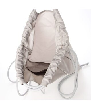 UNBILLION ペルケ perche / ナイロン×牛革ドローコード2wayナップサック ライトグレー