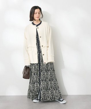 CRAFT STANDARD BOUTIQUE 総柄バイカラーワンピース Black