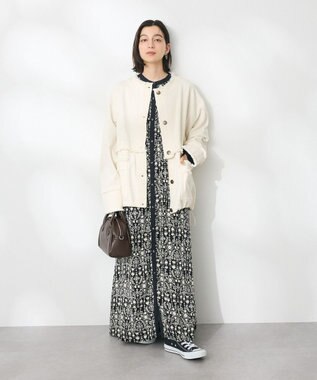 CRAFT STANDARD BOUTIQUE 総柄バイカラーワンピース Black