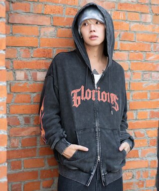 WEGO 【ユニセックス着用ITEM/MLサイズ展開】パウダーブリーチグラフィックZIPパーカー 柄1