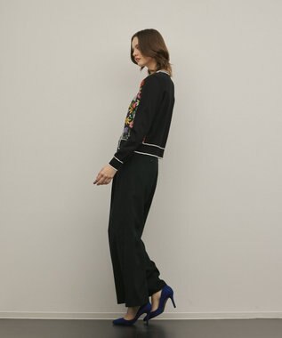 GRACE CONTINENTAL フラワープリントニットカーディガン ブラック