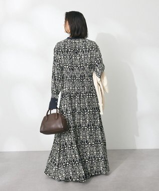 CRAFT STANDARD BOUTIQUE 総柄バイカラーワンピース Black