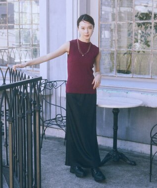 earth music&ecology ストレッチサテンスカート Black