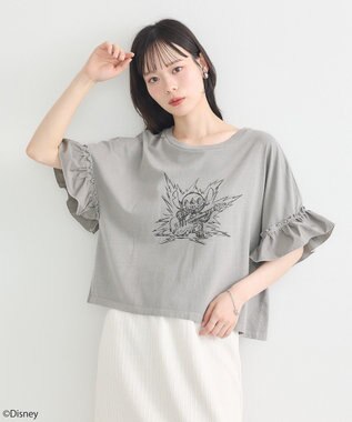 earth music&ecology スティッチ／フリルドッキングＴＥＥ Gray Beige