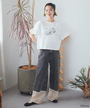 earth music&ecology スティッチ／フリルドッキングＴＥＥ Off White