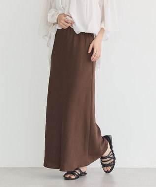 earth music&ecology ストレッチサテンスカート Brown