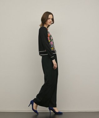 GRACE CONTINENTAL フラワープリントニットカーディガン ブラック