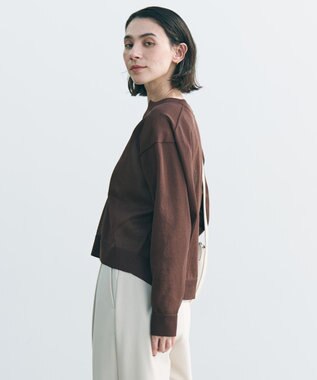 UNFILO シアーフォルムニット キーネックカーディガン ブラウン