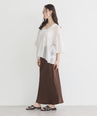 earth music&ecology ストレッチサテンスカート Brown