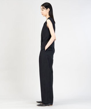 23区 【エステータ】ウールリネン タックワイドパンツ ブラック系