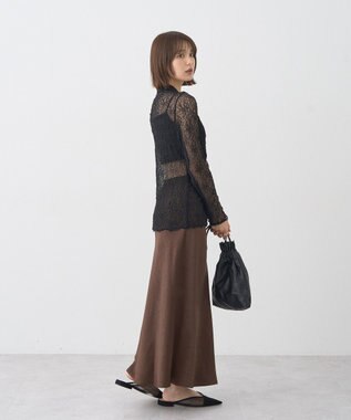 earth music&ecology ストレッチサテンスカート Brown
