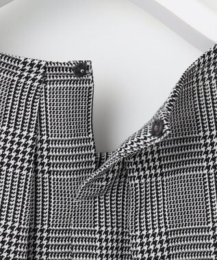 J.PRESS LADIES L チェックジャージー カットソー ブラック×ホワイト系