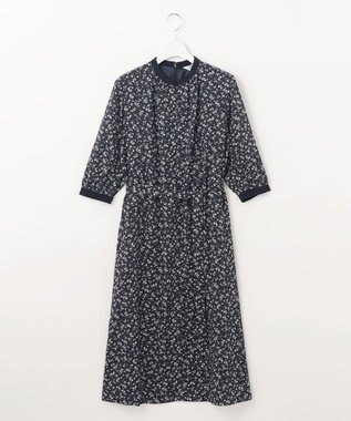 J.PRESS LADIES 【洗える】 スパンローンフラワー バンドカラー ワンピース ネイビー系5