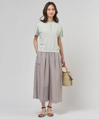 J.PRESS LADIES L エアリースパンボイル ガウチョ パンツ グレージュ系