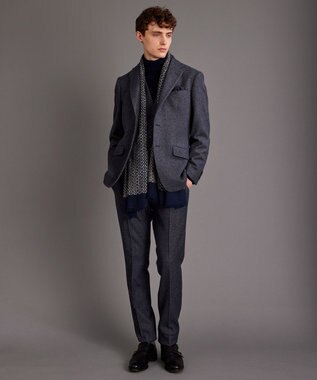 JOSEPH ABBOUD 【ウエストも伸びる！/2WAYストレッチ/暖かい/オーガニック】オーガニックコットン ウオーム パンツ ネイビー系