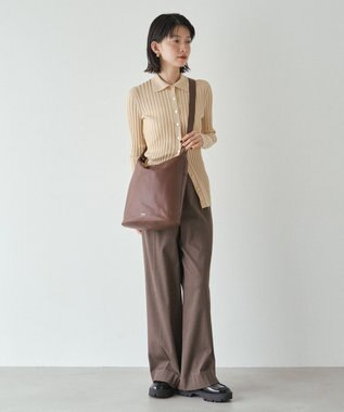 russet 【2025AW新作】レザー丸底バケットバッグ(CE-1615) D.Brown