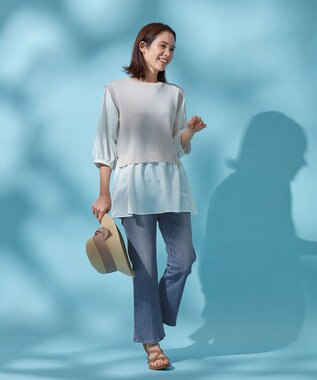 ANY 【洗濯機可/ストレッチ】デニムフレアパンツ ライトインディゴ