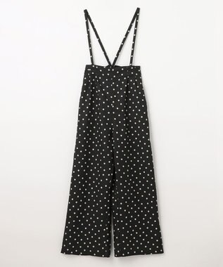 ANY KIDS 麻ライク ドット柄 ガウチョ ブラックドット