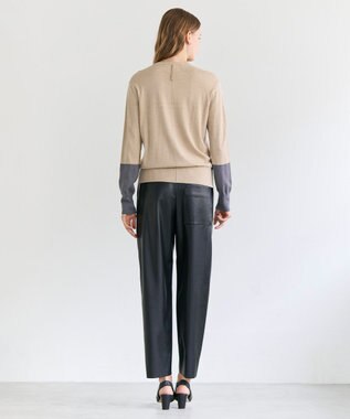 BEIGE， CHLOR / ウールシルク配色クルーネックカーディガン Beige