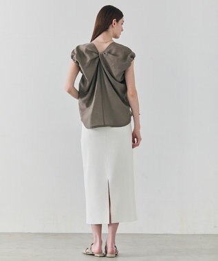 BEIGE， ZEOLITE / バックツイスト コンビトップス Taupe