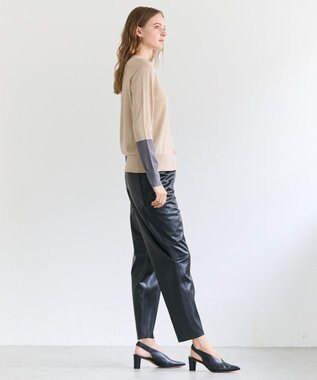 BEIGE， CHLOR / ウールシルク配色クルーネックカーディガン Beige