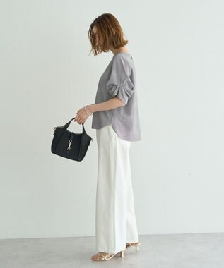 YECCA VECCA パールタックスリーブブラウス Check