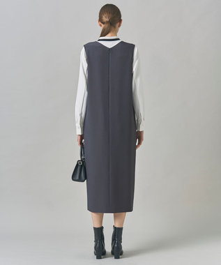 ICB  ウールライクストレッチ ジャンパースカート ブルーグレー系