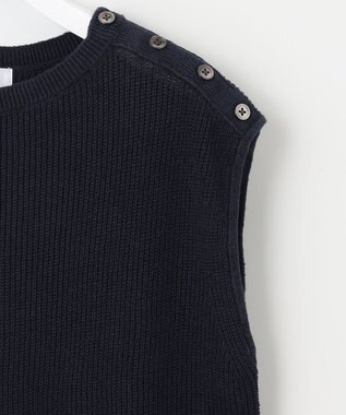 J.PRESS LADIES L 【洗える】 リネンコットン ニットベスト ネイビー系