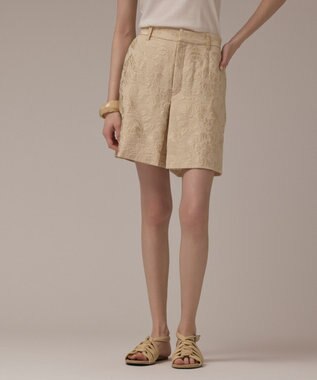 GRACE CONTINENTAL リーフジャガードショートパンツ ベージュ