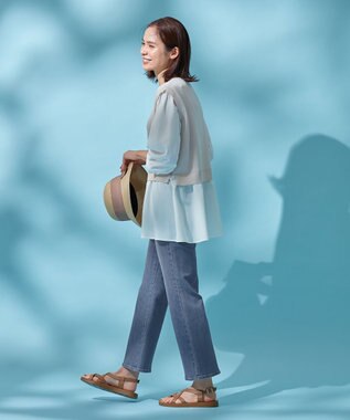 ANY 【洗濯機可/ストレッチ】デニムフレアパンツ ライトインディゴ