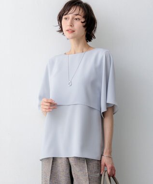 23区 【新色追加】ストレッチジョーゼット  ケープデザイン カットソー