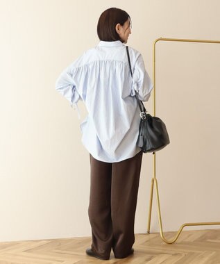 AMERICAN HOLIC 【イージーケア】バックギャザーリボンシャツ Sax