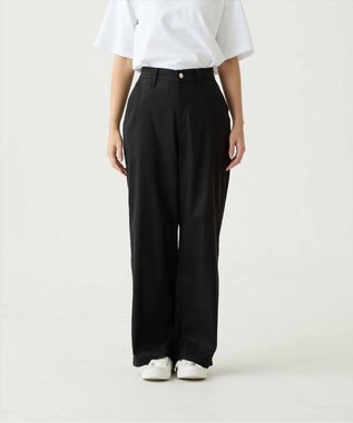 caqu linen rayon stretch wide pants リネンレーヨンストレッチワイドパンツ black