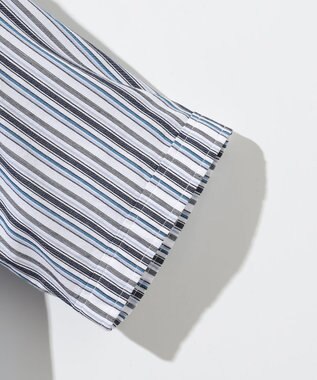 JOSEPH ABBOUD 【キングサイズ・サステイナブル】ソアロンストライプ 半袖 シャツ ダルブルー系1